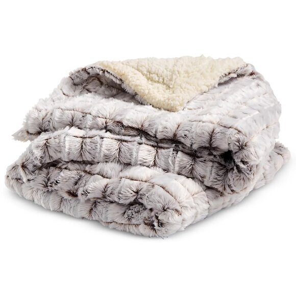 **Royal Luxe** Reversible Micromink to Faux-Sherpa Tie-Dye Throw, 50" x 60" NWT - Picture 3 of 4